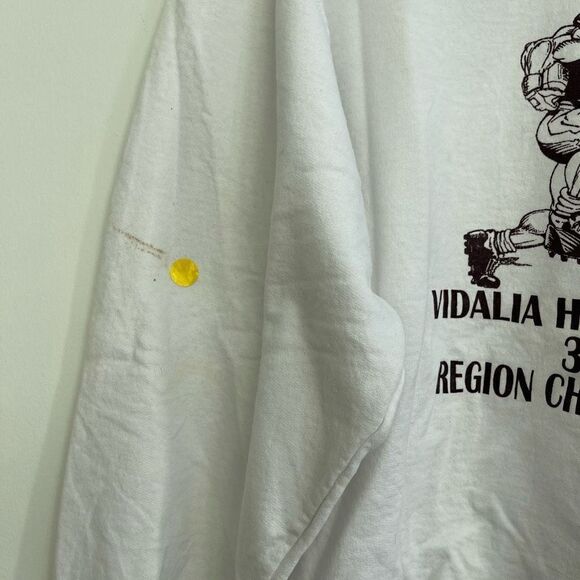 Vintage Jerzees Mens White Premium Fit Crew Neck Football Graphic Vintage Boyfri - Picture 5 of 8